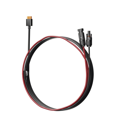 Cable 2.5 m, Negro, Calibre 12 AWG con Terminales MC4 Macho y Hebra para Terminal XT60