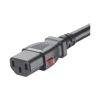 Cable de Alimentación Eléctrica Con Bloqueo de Seguridad, de IEC C14 a IEC C13, 1.2 Metros de Largo, Color Negro, Paquete de 10 Piezas