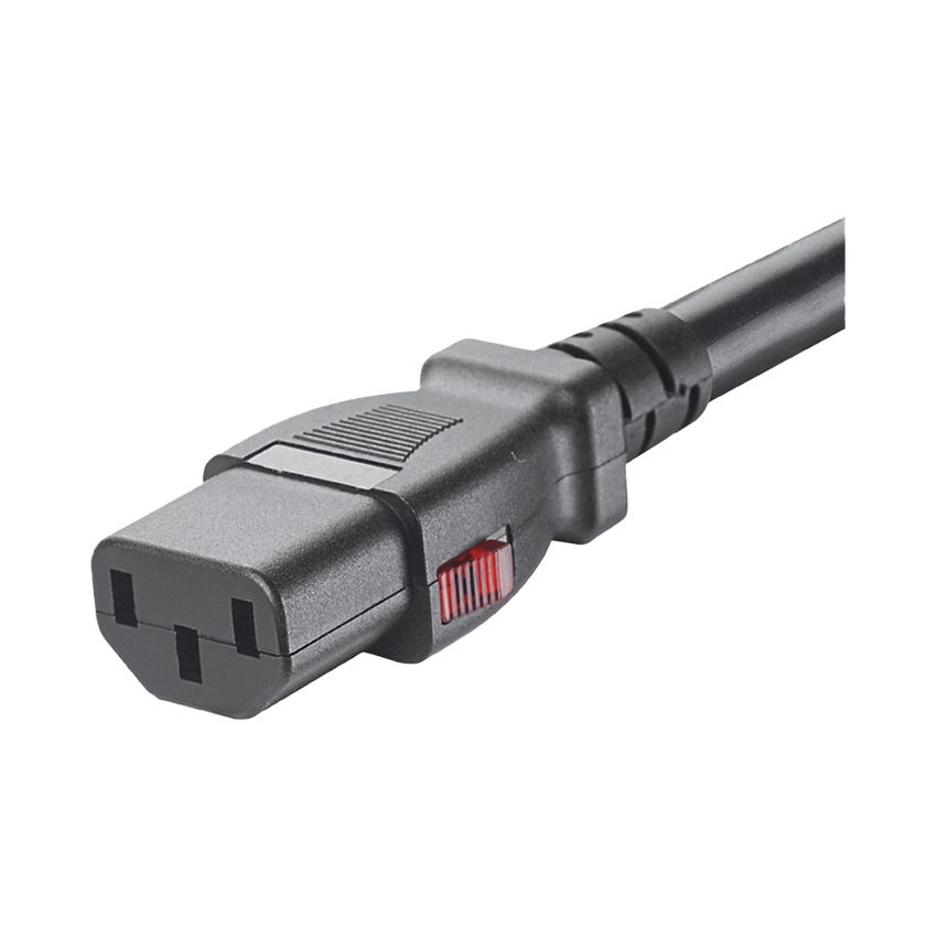 Cable de Alimentación Eléctrica Con Bloqueo de Seguridad, de IEC C14 a IEC C13, 1.2 Metros de Largo, Color Negro, Paquete de 10 Piezas