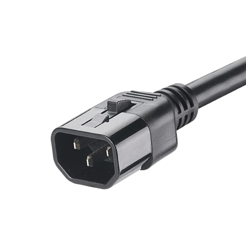 Cable de Alimentación Eléctrica Con Bloqueo de Seguridad, de IEC C14 a IEC C13, 1.8 Metros de Largo, Color Negro, Paquete de 10 Piezas