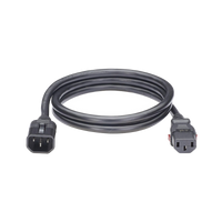 Cable de Alimentación Eléctrica Con Bloqueo de Seguridad, de IEC C14 a IEC C13, 1.8 Metros de Largo, Color Negro, Paquete de 10 Piezas