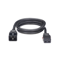 Cable de Alimentación Eléctrica Con Bloqueo de Seguridad, de IEC C20 a IEC C19, 60 cm de Largo, Color Negro, Paquete de 10 Piezas