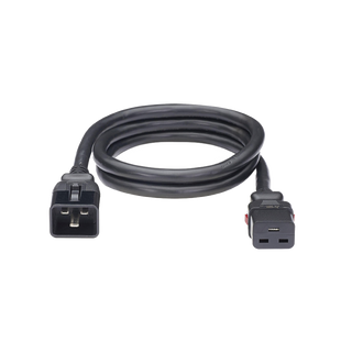 Cable de Alimentación Eléctrica Con Bloqueo de Seguridad, de IEC C20 a IEC C19, 60 cm de Largo, Color Negro, Paquete de 10 Piezas