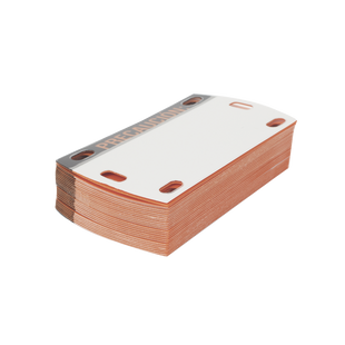 Etiqueta Autolaminada para Identificación de Fibra Óptica Paquete de 25 Piezas, Para Uso Interior/Exterior, Dimensiones de 90 x 50 mm (3.54 x 1.97 Pulgadas), Color Negro con Naranja