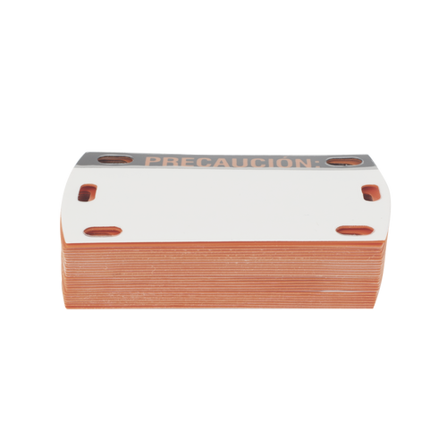 Etiqueta Autolaminada para Identificación de Fibra Optica Paquete de 25 piezas, Para Uso Interior/Exterior, Dimensiones de 90 x 50 mm, Color Negro con Naranja