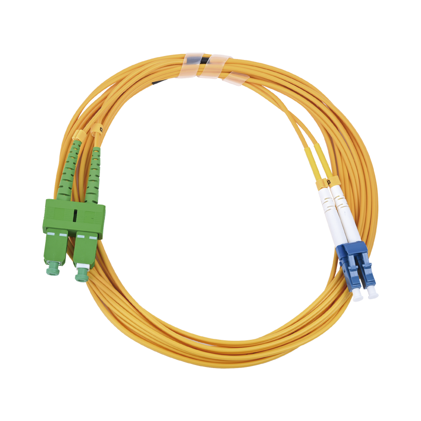 Jumper de Fibra Óptica Monomodo 9/125 LC/UPC-SC/APC, PVC, 2.0 mm, Dúplex, amarillo, 3 metros