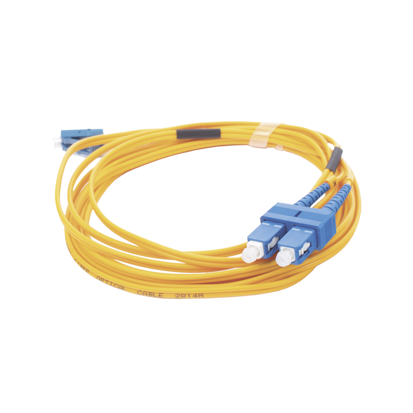 Jumper de Fibra Óptica Monomodo 9/125 LC/UPC-SC/UPC, PVC, 2.0 mm, Dúplex, Amarillo, 3 Metros (9.84 Pies)