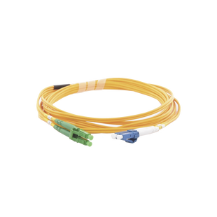 Jumper de Fibra Óptica Monomodo 9/125 LC/UPC-LC/APC, OFNR (Riser), 2.0 mm, Dúplex, Amarillo, 3 Metros (9.84 Pies)