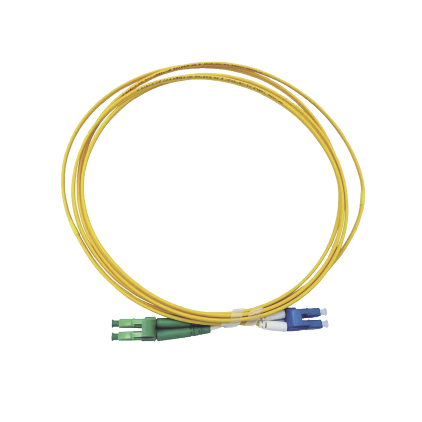 Jumper de Fibra Óptica Monomodo 9/125 LC/UPC-LC/APC, OFNR (Riser), 2.0 mm, Dúplex, amarillo, 3 metros