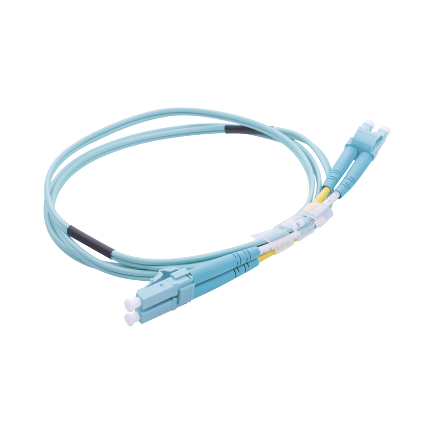 Jumper de Fibra Óptica Multimodo OM3 50/125 LC-LC OFNR (Riser), 2.0 mm, Dúplex, Aqua, 1 Metro (3.28 Pies)
