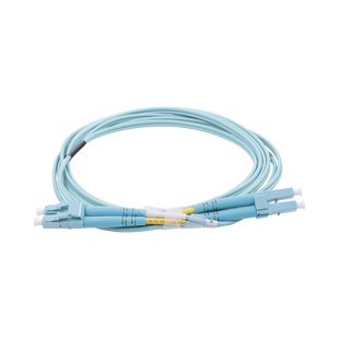 Jumper de Fibra Óptica Multimodo OM3 50/125 LC-LC OFNR (Riser), 2.0 mm, Dúplex, Aqua, 2 Metros (6.56 Pies)