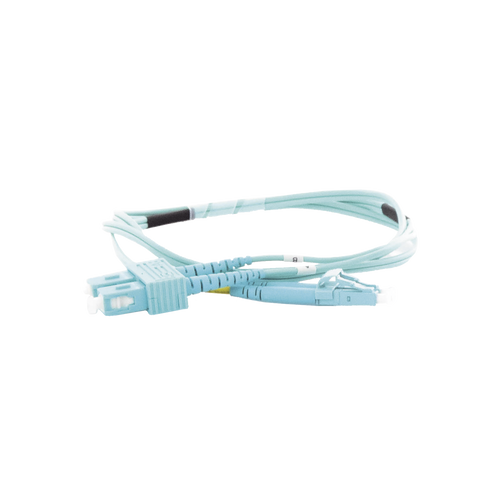 Jumper de Fibra Óptica Multimodo OM3 50/125 LC-SC OFNR (Riser), 2.0 mm, Dúplex, Aqua, 1 metro (3.28 pies)