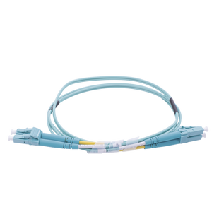 Jumper de Fibra Óptica Multimodo OM4 50/125 LC-LC OFNR (Riser), 2.0 mm, Dúplex, Aqua, 1 metro (3.28 pies)