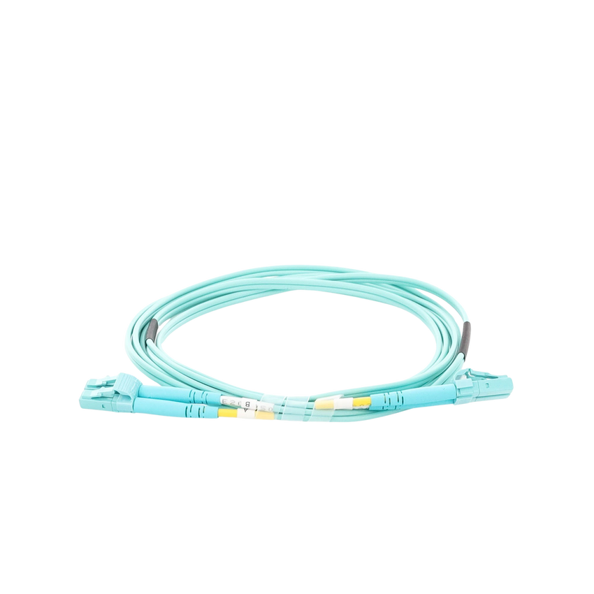 Jumper de Fibra Óptica Multimodo OM4 50/125 LC-LC OFNR (Riser), 2.0 mm, Dúplex, Aqua, 2 Metros (6.56 Pies)