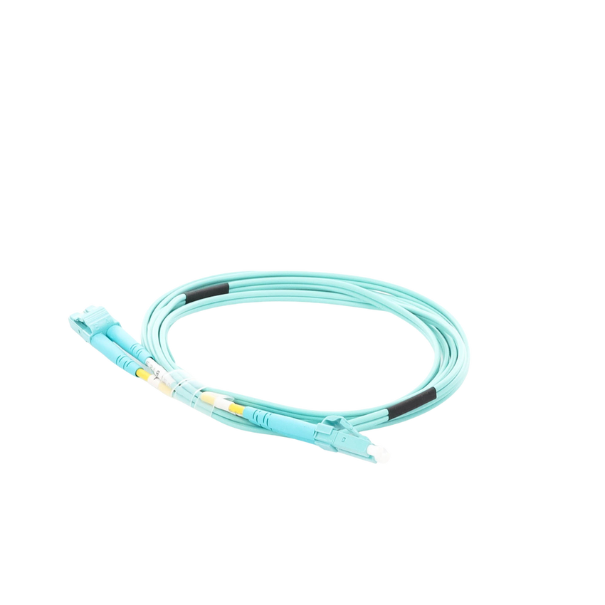 Jumper de Fibra Óptica Multimodo OM4 50/125 LC-LC OFNR (Riser), 2.0 mm, Dúplex, Aqua, 2 Metros (6.56 Pies)