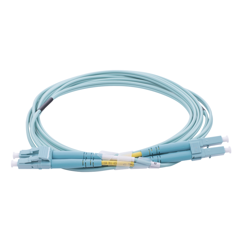 Jumper de Fibra Óptica Multimodo OM4 50/125 LC-LC OFNR (Riser), 2.0 mm, Dúplex, Aqua, 2 metros