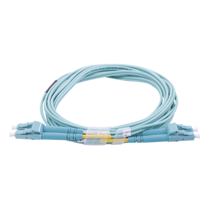 Jumper de Fibra Óptica Multimodo OM4 50/125 LC-LC OFNR (Riser), 2.0 mm, Dúplex, Aqua, 3 Metros (9.84 Pies)