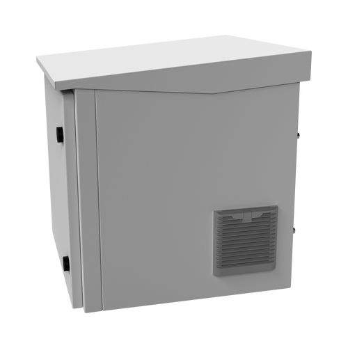 Gabinete de Exterior con Rack de 19" de 9UR con Ventiladores y Termostato, Se envía el Gabinete armado, (Montaje a poste o torre se vende por separado).