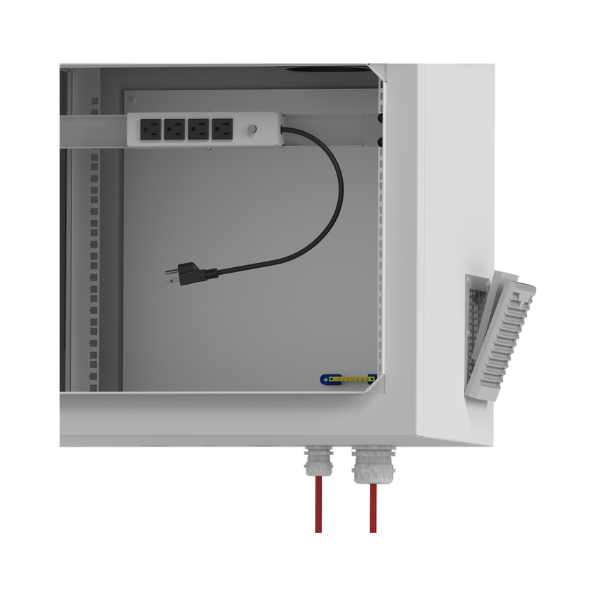 Gabinete de Exterior con Rack de 19" de 9UR con Ventiladores y Termostato, Se envía el Gabinete armado, (Montaje a poste o torre se vende por separado).