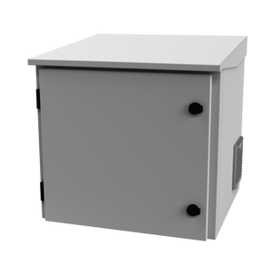 Gabinete de Exterior con Rack de 19" de 9UR con Ventiladores y Termostato, Se envía el Gabinete armado, (Montaje a poste o torre se vende por separado).