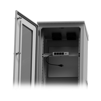 Gabinete de Piso para Exterior con Ventiladores y Termostato con Rack de 19" de 16 U + Espacio para Baterías, Se envía el Gabinete Armado.