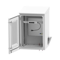 Gabinete de Exterior con Rack de 19" de 16U con Ventiladores y Termostato, Se envía el Gabinete Armado. (Montaje a poste o torre se vende por separado).