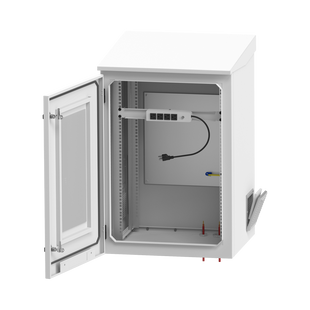 Gabinete de Exterior con Rack de 19" de 16U con Ventiladores y Termostato, Se envía el Gabinete Armado. (Montaje a poste o torre se vende por separado).