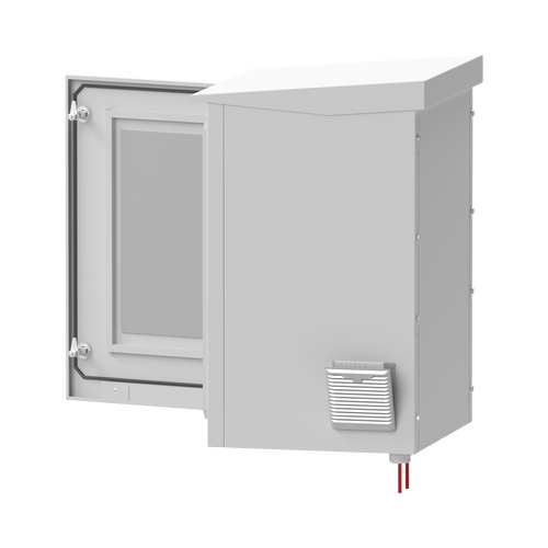 Gabinete de Exterior con Rack de 19" de 24U con Ventiladores y Termostato, Se envía el Gabinete Armado (Montaje a poste o torre se vende por separado).