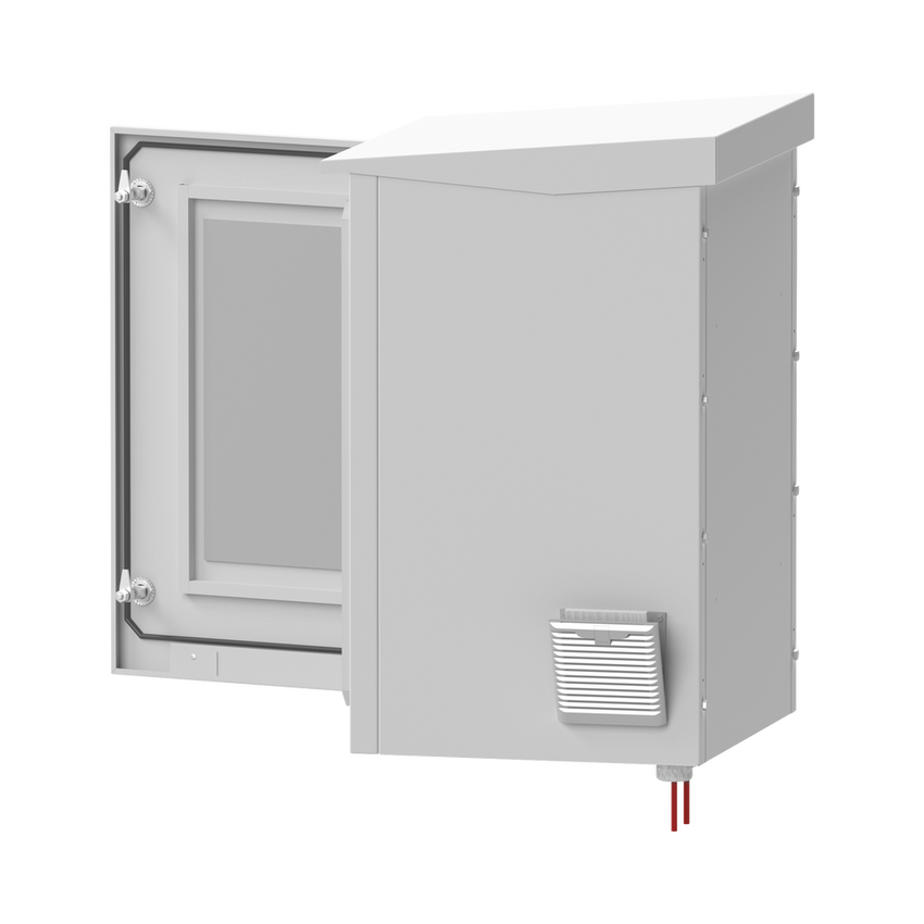 Gabinete de Exterior con Rack de 19" de 24U con Ventiladores y Termostato, Se envía el Gabinete Armado (Montaje a poste o torre se vende por separado).
