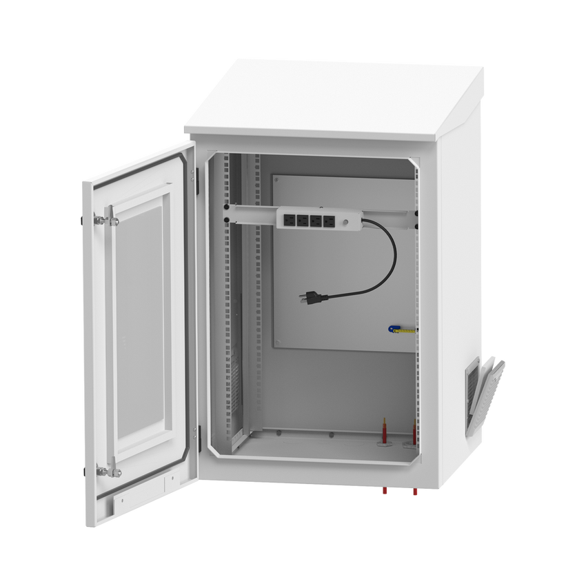 Gabinete de Exterior con Rack de 19" de 24U con Ventiladores y Termostato, Se envía el Gabinete Armado (Montaje a poste o torre se vende por separado).