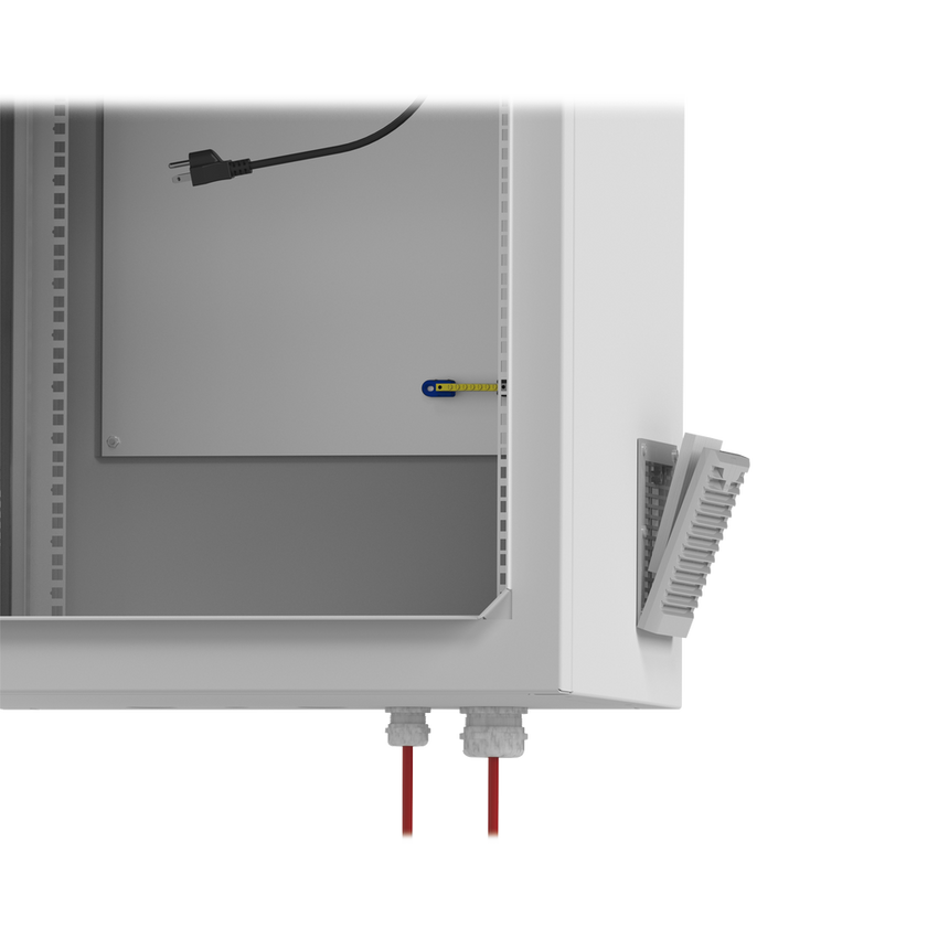 Gabinete de Exterior con Rack de 19" de 24U con Ventiladores y Termostato, Se envía el Gabinete Armado (Montaje a poste o torre se vende por separado).