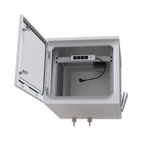 Gabinete PROFUNDO hasta 705 mm  de profundidad, de Exterior de 9UR con Ventiladores y Termostato, Se envía el Gabinete Armado, (Montaje a poste o torre se vende por separado).