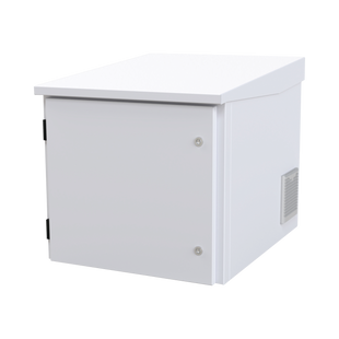 Gabinete PROFUNDO hasta 705 mm  de profundidad, de Exterior de 9UR con Ventiladores y Termostato, Se envía el Gabinete Armado, (Montaje a poste o torre se vende por separado).