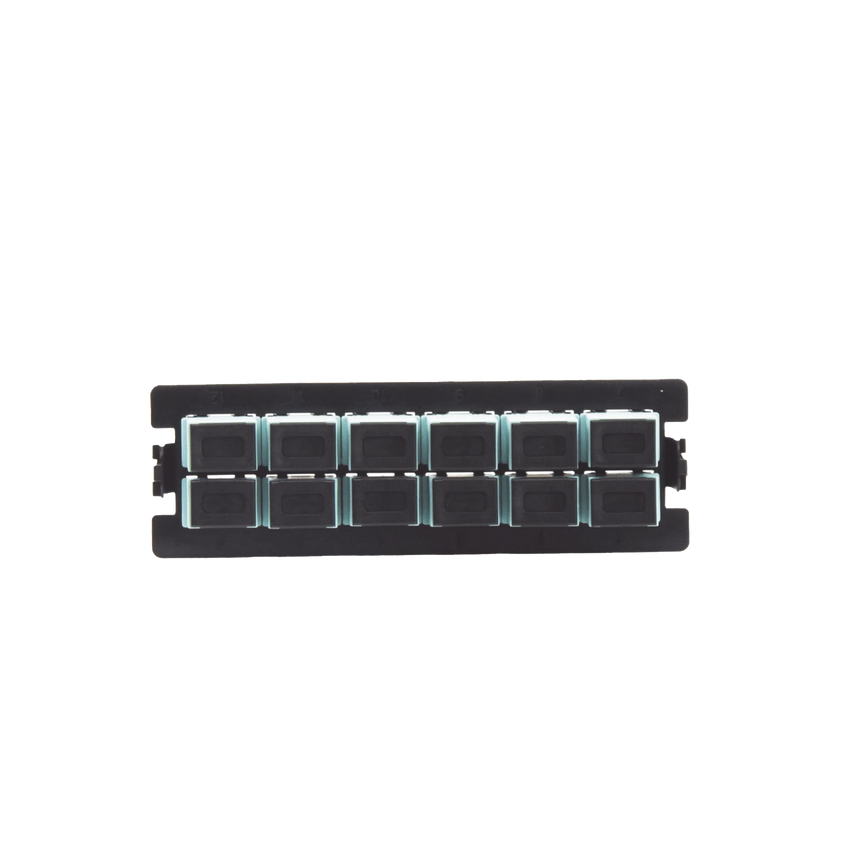 Placa acopladora para Distribuidor de Fibra Óptica LP-ODF-8024, incluye 12 acopladores SC Simplex Para fibra Multimodo (12 fibras)