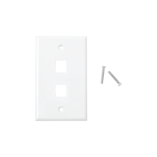 Placa de pared de 2 puertos, Keystone, Color Blanco