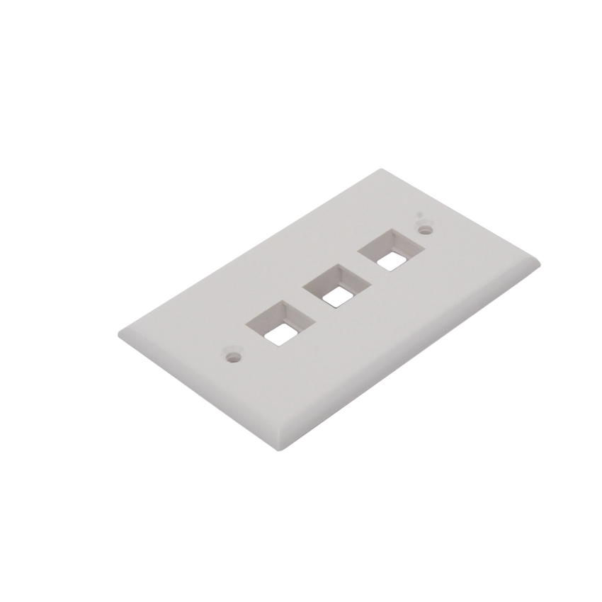 Placa de Pared de 3 Puertos, Keystone, Color Blanco