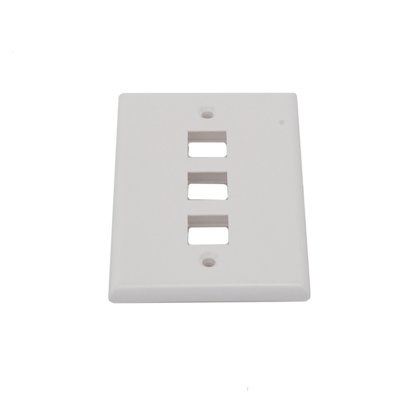 Placa de Pared de 3 Puertos, Keystone, Color Blanco