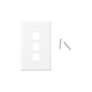 Placa de pared de 3 puertos, Keystone, Color Blanco