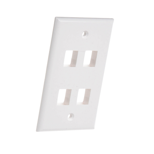 Placa de Pared de 4 Puertos, Keystone, Color Blanco