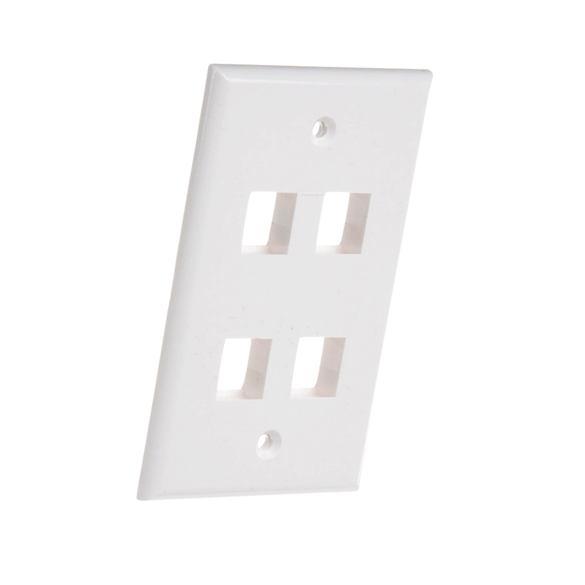 Placa de Pared de 4 Puertos, Keystone, Color Blanco
