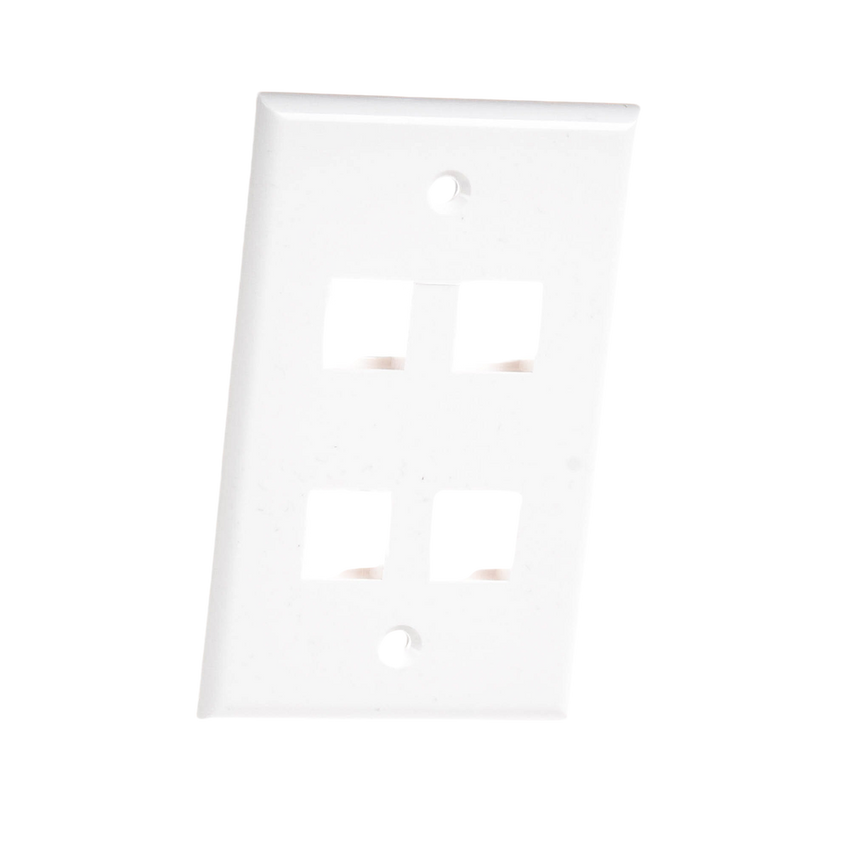 Placa de Pared de 4 Puertos, Keystone, Color Blanco