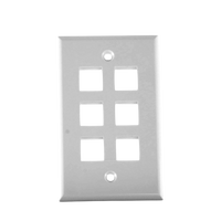 Placa de Pared de 6 Puertos, Keystone, Color Blanco