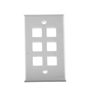 Placa de Pared de 6 Puertos, Keystone, Color Blanco