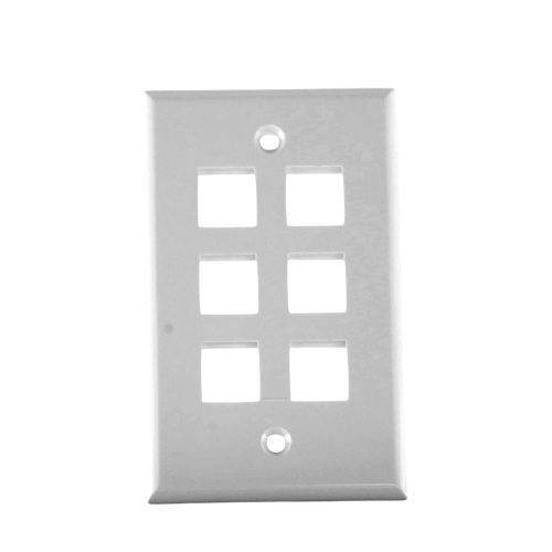 Placa de Pared de 6 Puertos, Keystone, Color Blanco
