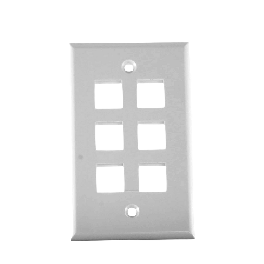 Placa de Pared de 6 Puertos, Keystone, Color Blanco