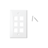 Placa de pared de 6 puertos, Keystone, Color Blanco