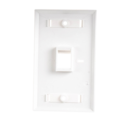Placa de Pared de 1 Puerto, Keystone, con Espacio para Etiqueta, Color Blanco
