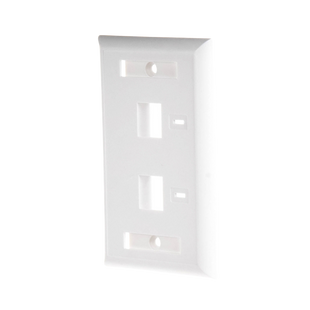 Placa de Pared de 2 Puertos, Keystone, con Espacio para Etiqueta, Color Blanco