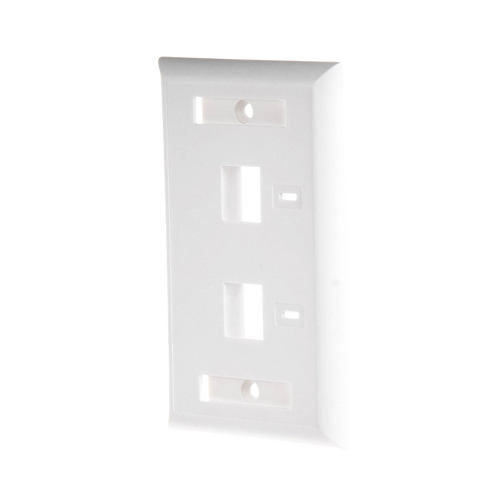 Placa de Pared de 2 Puertos, Keystone, con Espacio para Etiqueta, Color Blanco