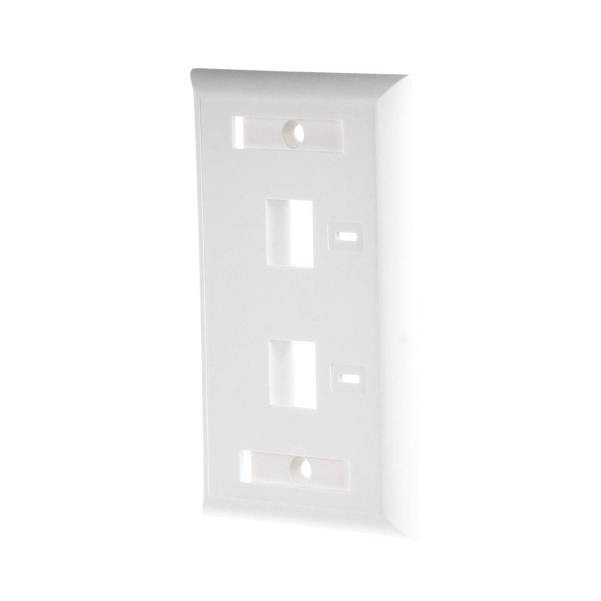 Placa de Pared de 2 Puertos, Keystone, con Espacio para Etiqueta, Color Blanco